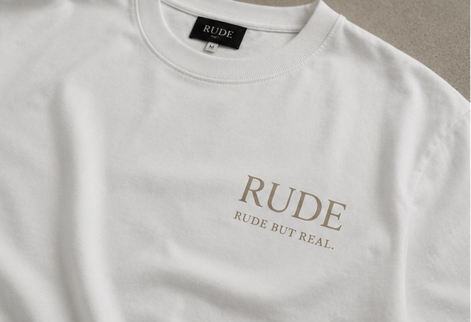 RUDE Tee — White Detail