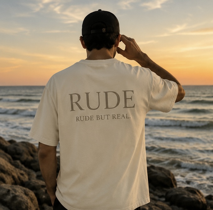 RUDE Oversized Tee — Bone (Pacific)