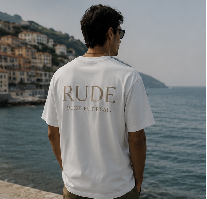 RUDE Tee — White (Amalfi)