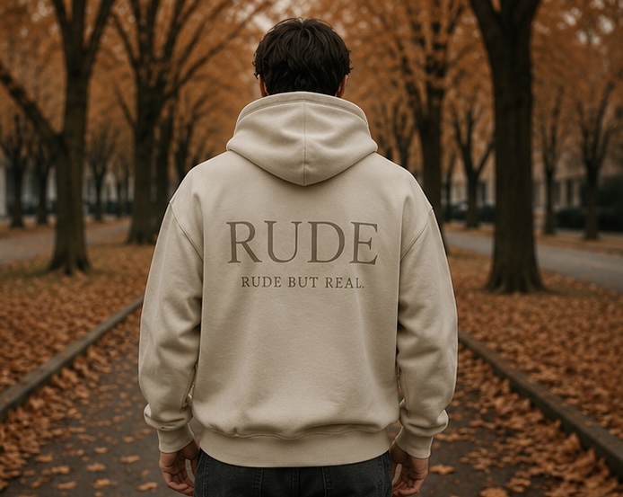 RUDE Hoodie — Sand Reverse